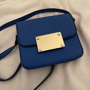 Blue leather bag from aldo